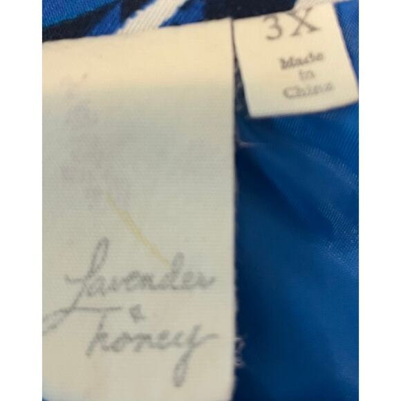 LAVENDER & HONEY 3/4 SLV OPEN-FRONT BLAZER/JACKET, WOMENS, 3X, BLUE YELLOW WHITE - Picture 10 of 12